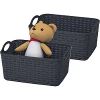 PlasticForte opbergmandje/kastmandje - 2x - 12 liter - zwart - kunststof - 33 x 24 x 21 cm - nestbaar