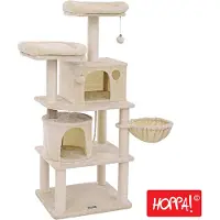 Hoppa! Songmics Stevige Kattenboom Met Sisal Krabpaaltjes, Pluche Zitjes, Een Mand En 2 Huisjes - Beige