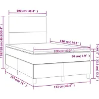 vidaXL Boxspring met matras fluweel lichtgrijs 120x190 cm