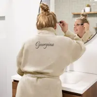Yoursurprise Badstof badjas voor dames - met je naam - Beige - S/M