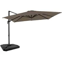 Vonroc Zweefparasol Pisogne 300x300cm – Premium parasol - Taupe | Incl. 4 vulbare tegels