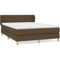 vidaXL Boxspring met matras stof donkerbruin 140x190 cm