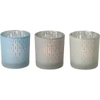 Dulaire Theelichthouder Blauw/Wit Glas 3 st. - 8 cm
