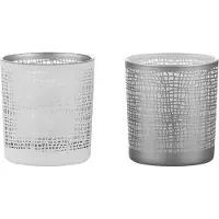 Dulaire Waxinelichthouder Glas Wit/Grijs 2 st. - 8 cm