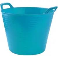 PlasticForte flexibele emmer/kuip - Set van 5x stuks - blauw - kunststof - rond - 25 liter - 42 x 38 x 33 cm - wasmanden - tuinafval - speelgoed