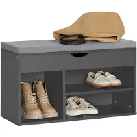 SoBuy Schoenenkast met Zitvlak - 80 x 30 x 46 cm - Zwart/ Grijs