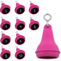 Combicraft Peervormige sleutelhangers 10 stuks (+ gravering 1 t/m 10) -Pink/Rozes (1 t/m