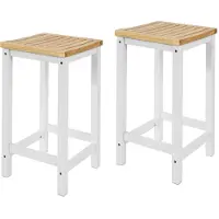 SoBuy FST29-WNx2 Barkruk set van 2 - Max. 100 kg - 35 x 35 x 61 cm - Wit/ Bruin