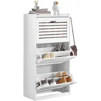 SoBuy FSR119-W Schoenenkast met 3 lades - 55 x 30 x 112 cm - Wit