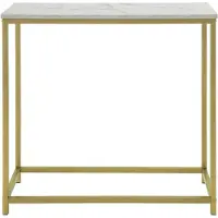 SoBuy Table Console Effet Marbre Doré L80cm