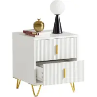 SoBuy Nachtkastje met 2 Laden - 40x40x47 cm - Wit