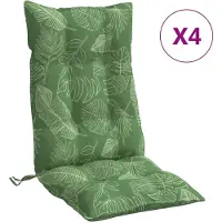 vidaXL Stoelkussens 4 st hoge rug bladpatroon oxford stof