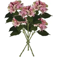Mica Decorations Kunstbloemen boeket Hortensias - 5 stelen - roze - 51 cm - Kunst zijdebloemen