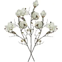 Mica Decorations Kunstbloemen Magnolia takken - 3x - 90 cm - wit - Kunst zijde - Boeket - stelen - siertakken