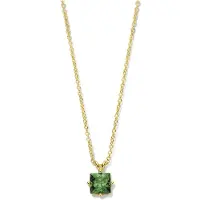 New Bling 9NB-1270 Zilveren ketting met Hangertje - Zirkonia - Vierkant - Groen - 8,1mm - Ankerschakel - 1,65mm Dikte - 43+5cm - Zilver - Verguld/Goud op Zilver