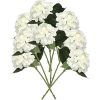 Mica Decorations Kunstbloemen boeket Hortensias - 8 stelen - wit - 51 cm - Kunst zijdebloemen