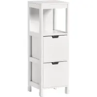 SoBuy FRG127-W Badkamermeubel - 1 Legplank - 2 Laden - Wit - 30x30x89 cm