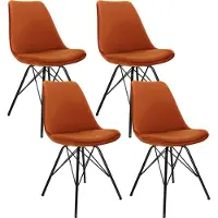 Kick Collection kuipstoel Velvet oranje - zwart frame - set van 4