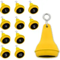 Combicraft Peervormige sleutelhangers 10 stuks (+ gravering 1 t/m 10) - Geel