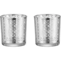 Dulaire Waxinelichthouder Zilver Glas Oosters 2 st. - 8 cm