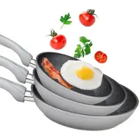 Imperial Collection Koekenpannenset 3-delig Zwart - 20cm, 24cm, 28cm - Marmeren Coating - Vaatwasser bestendig