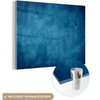 MuchoWow Glasschilderij 160x120 cm - Schilderij acrylglas - Beton - Blauw - Vintage - Structuur - Industrieel - Foto op glas - Schilderijen