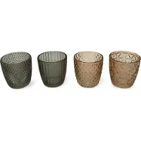 Dulaire Waxinelichthouder Grijs Glas - Set 4
