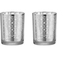 Dulaire Waxinelichthouder Zilver Glas Oosters 2 st. - 12.5 cm