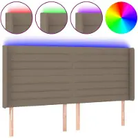 vidaXL Hoofdbord LED 163x16x118/128 cm stof taupe