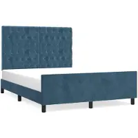 vidaXL Bedframe zonder matras 140x200 cm fluweel donkerblauw