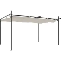 vidaXL Pergola met uitschuifbaar dak 395x292x230 crèmekleurig