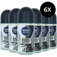 Nivea Men Black & White Invisible Roll'On Deo Original - 6 x 50 ml
