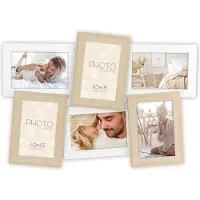 Zep - Houten multi Fotolijst Favignana Bruin / Wit voor 6 foto's 10x15 (formaat 48x34 cm) - DB886