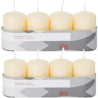 Trend Candles 8x Kaarsen cremewit 5 x 8 cm 18 branduren sfeerkaarsen - Stompkaarsen