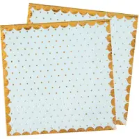 SANTEX feest servetten - stippen - 40x stuks - 25 x 25 cm - papier - blauw/goud - Feestservetten