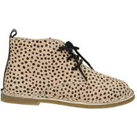 Mavies leren veterboots zand/zwart Beige Meisjes Leer Stip - maat 25