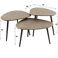 Hoyz salontafel metallic antiek set van 3