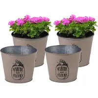 Sunnydays /plantenpot/bloempot - 4x - zink - taupe - D17 x H14 cm