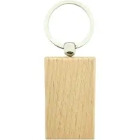 Combicraft Blanco houten sleutelhanger rechthoek 51x32mm - verpakking 10 stuks