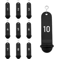 Combicraft Big Classic Zwart aluminium hotel sleutelhanger met witte gravering 1 t/m 10 - 105 x 30 mm