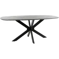 AnLi Style Eetkamertafel 180 deens ovaal (Zwart, 180x90x77cm)