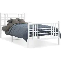 vidaXL Bedframe met hoofd- en voeteneinde metaal wit 100x200 cm