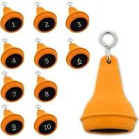Combicraft Peervormige sleutelhangers 10 stuks (+ gravering 1 t/m 10) - Oranje