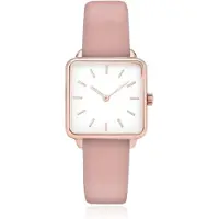 LGT JWLS Dameshorloge 'Square' - Roze Lederen Band, Wit Uurwerk, Rose Gouden Kast
