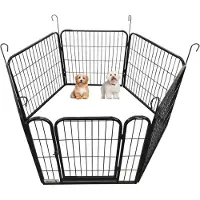 MaxxPet Puppyren - Hondenbench - Hondenren - Hondenkennel met 6 panelen - Staal - Ø 120cm x 100cm - Incl. Drinkbakje