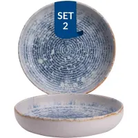 James Cooke Bord diep Azure Vintage 22 cm Blauw Wit Stoneware 2 stuks
