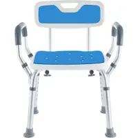 Safe Life SafeLife – Douchestoel Met Rugleuning – In 6 Hoogtes Verstelbaar & Anti-slip Poten – Voorzien Van Gevoerd Zitvlak En Afneembare Armleuningen – Voor Ouderen En Revalidatie – Wit Aluminium