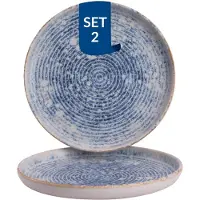 James Cooke Bord Azure Vintage 22 cm Blauw Wit Stoneware 2 stuks