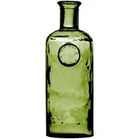 Natural Living Bloemenvaas Olive Bottle - Smaragd groen transparant - glas - D13 x H27 cm - Fles vazen - Vazen