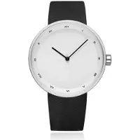LGT JWLS Herenhorloge met Witte Wijzerplaat, Zilverkleurige Behuizing en Zwarte Lederen Band